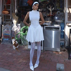 White Sleeveless Mini Dress