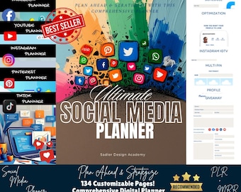 Ultimate Social Media Planner! 134 PAGES, Facebook, Instagram, Tik-Tok, Pinterest YouTube Comprehensive Digital Planner