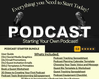 Podcast Starter Bundle, oltre 65 modelli e guide (download digitale)