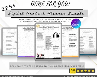 225+ Done For You(DFY) Digital Products Planners Bundle! Editable Canva Templates, Trackers, Journals, Templates with PLR + MRR Rights