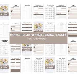 Mental health journal bundle printable,Digital Mentalhealth planner,Wellness workbook,Therapy worksheet,Anxiety management,Self care tracker