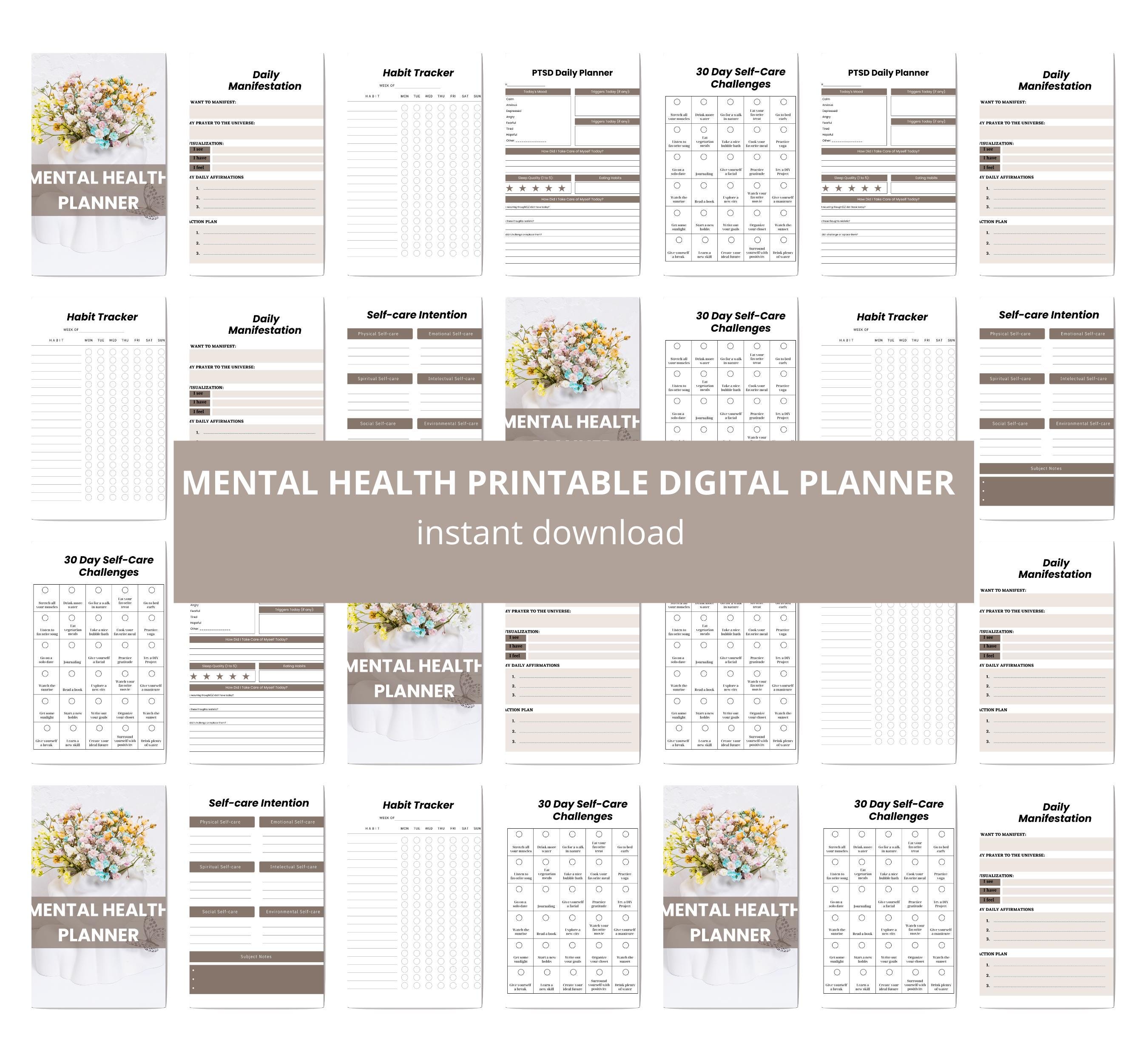 Mental health journal bundle printable,Digital Mentalhealth planner,Wellness workbook,Therapy worksheet,Anxiety management,Self care tracker