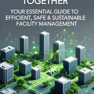 Peut inclure: Image avec le texte « BUILDING SUCCESS TOGETHER » et « YOUR ESSENTIAL GUIDE TO EFFICIENT, SAFE & SUSTAINABLE FACILITY MANAGEMENT ». L'image présente un paysage urbain stylisé avec des bâtiments, des arbres et des lignes vertes interconnectées.