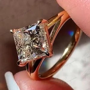 2 CT Princess Cut Diamant Verlobungsring, Princess Cut Moissanite Diamant Ring, Split Shank Solitaire Ehering Vorschlag Ring Für Sie