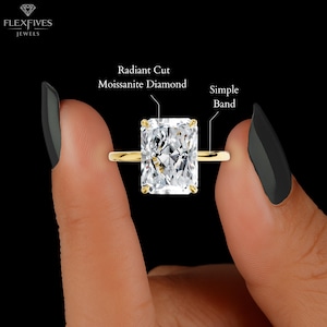 Radiant Cut Tulip Moissanite Diamond Ring | 2 CT Engagement Moissanite Ring | 14K Gold Anniversary Ring | Wedding Ring | Gift For Girlfriend