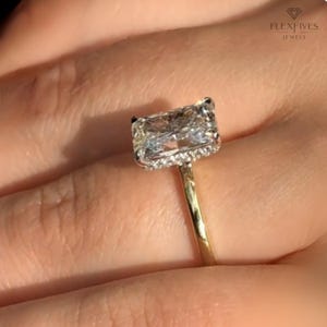 2 CT Radiant Cut Moissanite Engagement Ring 14K Yellow Gold Anniversary Ring Hidden Halo Wedding Ring Anniversary Gift Promise Ring