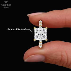 Princess Cut Moissanite Diamond Engagement Ring  | 2.50 CT Gold Bubble Band Anniversary Ring | Promise Ring | Wedding Ring For Women | Gift
