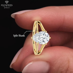Pear Cut Split Shank Moissanite Diamond Engagement Ring | 2 CT Solitaire Ring | 14K Gold Anniversary Ring | Wedding Ring For Women | Gift