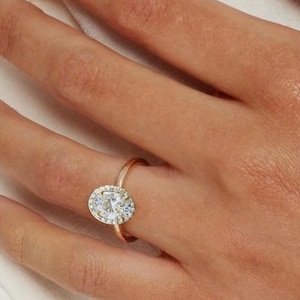 Vintage Oval Diamond Engagement Ring - Unique Moissanite Wedding Ring - Cluster Dainty Promise Ring for Women
