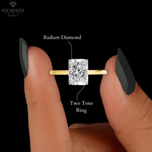 2.00 CT Radiant Cut Sigle Stone Tulip Prong Set Moissanite Ring | Solitaire Ring | 14K Gold Engagement Ring | Anniversary Ring For Women