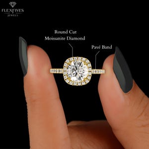 4 CT Round Cut Moissanite Diamond Engagement Ring | Halo Anniversary Ring | Pavé Wedding Ring For Women | 14K Gold Cathedral Promise Ring