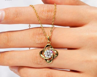 Round Cut Moissanite Pendant, 14K Solid Gold Dainty Necklace, Minimalist Handmade Jewelry, Bridal Wedding Gift, Dainty Pendant Gift For Her