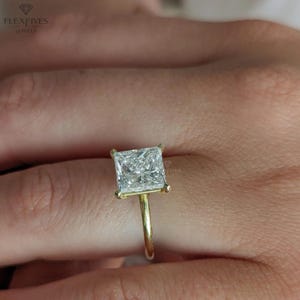 2 CT Princess cut Moissanite engagement ring Unique  ring dainty diamond bridal ring promise ring anniversary gift hidden halo ring