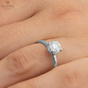 Hidden Halo Ring/ Round Engagement Ring in 14k Solid Gold / 2 CT Moissanite Engagement Rings / 4-Prong Moissanite Ring / Gold Promise Ring
