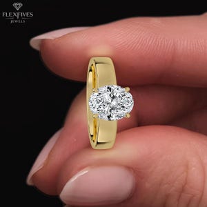 Oval Cut Thick Band Moissanite Diamond Ring | 2.00 CT Engagement Ring | 14K Gold Anniversary Ring For Women | Promise Ring | Gift For Her