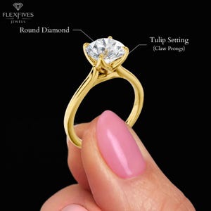 2 CT Round Cut Tulip Set Prong Moissanite Diamond Ring | Cathedral Set Wedding Ring | 14K Gold Engagement Ring | Anniversary Ring For Women