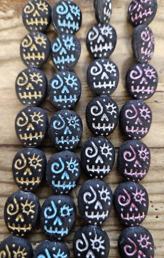 シュガースカル 16 x 13 mm - チェコガラスビーズ - 垂直センター