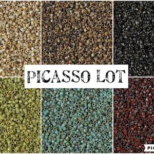 Delica Lot - Picasso Miyuki 11/0 Delica Lot (6) Colors - 5 grams per color per tube