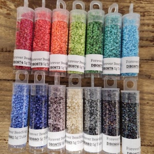 11/0 Delica Seed Bead Lot - Matte Opaque Rainbow - Forever Beading Mix - 5g per tube - 14 colors! Miyuki Brand