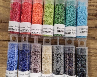 11/0 Delica Seed Bead Lot - Matte Opaque Rainbow - Forever Beading Mix - 5g per tube - 14 colors! Miyuki Brand