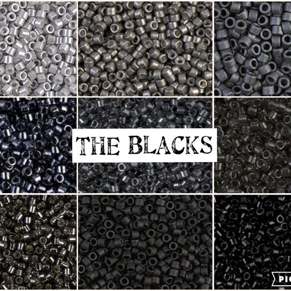 Lot Delica - The Blacks - Lot de couleurs Miyuki 11/0 Delica (9) - Tubes de 5 grammes