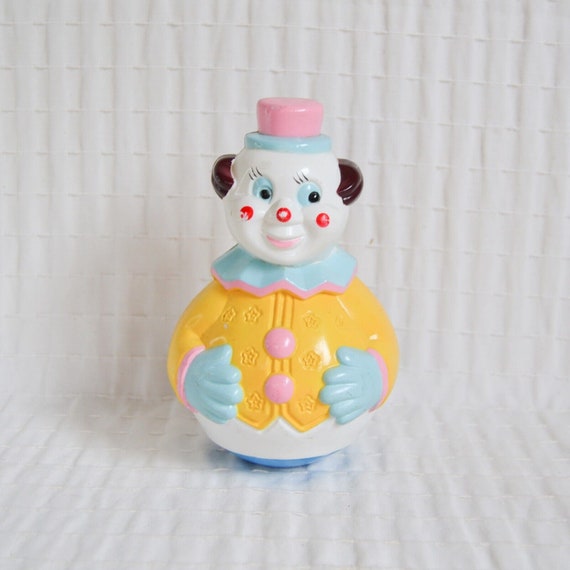 Vintage Weeble Wobble Clown With Musical Chimes Made in Hong Kong