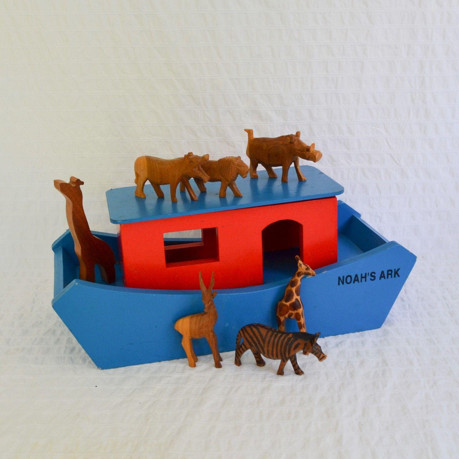 Handmade Hand Painted Wooden Noah Wooden Noah’s ark hand painted with eco-friendly paint. main image 1