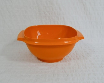 Vintage Orange Tupperware Servalier Square Bowl 1970's 22cm Wide NO LID