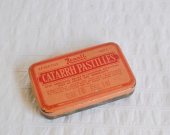 Rexall Catarrh Pastilles, Nottingham UK Vintage Empty Tin, Social History Prop