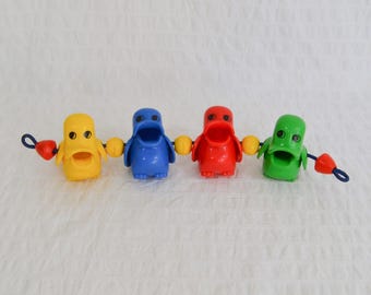 Vintage Baby Pram Stroller Toy Plastic Ducks Birds, Colourful 1960's 70's