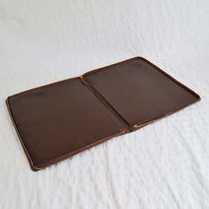 Vintage Brown Faux Leather Pliacraft Writing Case Zipped Folder Vinyl