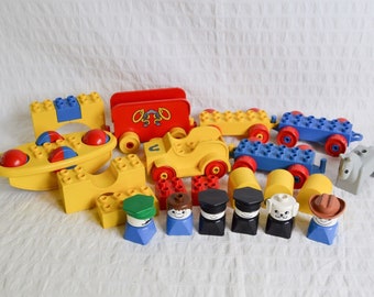 Paquete Lego DUPLO, bloques de ladrillos mixtos, figuras x6, tren, caballo, roca y sonajero