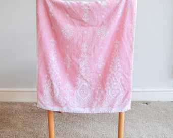 Vintage Dorma Hand Towel Pastel Pink Floral Pattern Retro 50cm x 83cm