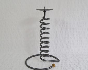 Vintage Metal Spiral Candle Holder, 90's Metal and Brass Swirl Candle Holder