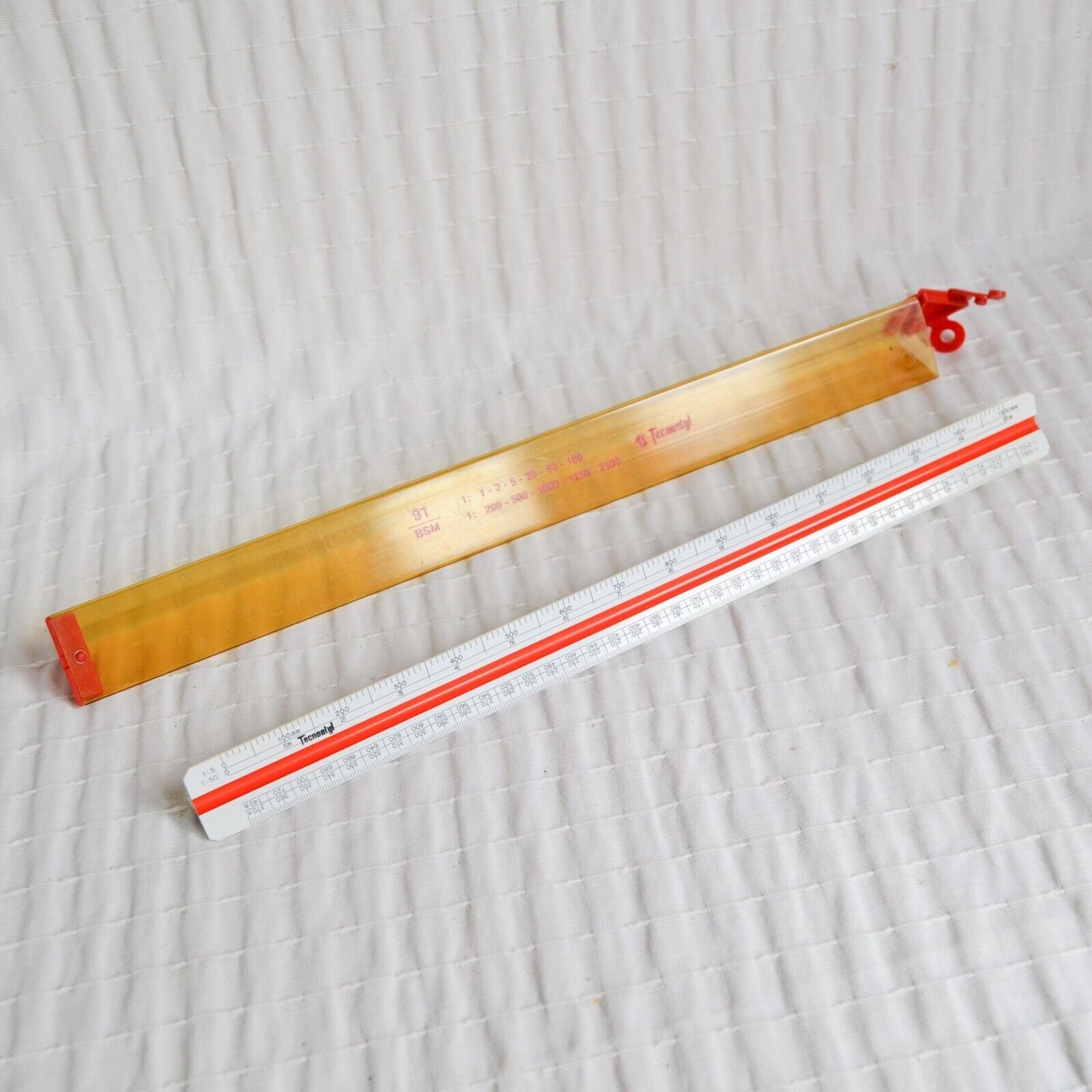 1990s Drafting Ruler Inches Centimeters Imperial Metric Pickett P 231TR  Triangle Acrylic Ruler 