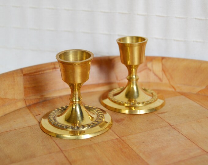 Vintage Miniature Candle Holders, Pair Brass Candlesticks Etsy