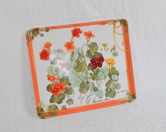 Vintage Mebel Melamine Tray Made in Italy Floral Nasturtium Orange