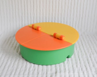 Vintage 1998 Ikea Glis Storage Box, 3 Section Orange Yellow Green Container