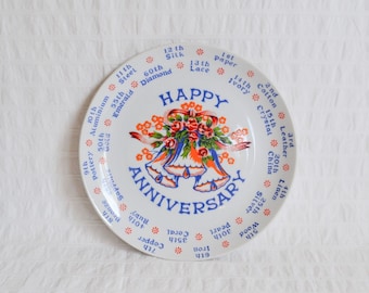 Vintage 1980's Wedding Anniversary Plate, Made in Korea, Kitsch Plate 18cm