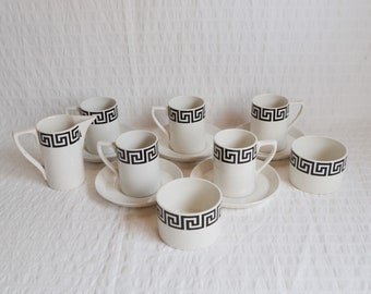 Vintage Portmeirion Susan Williams-Ellis Greek Key Mugs Tea Cups & Saucers Jug