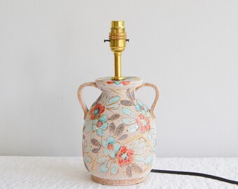 Vintage Italian Art Pottery Table Lamp 1950s 1960s Mid Century, Refurbished