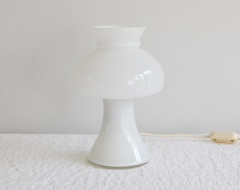 Vintage Glass Mushroom Style Lamp Mid 20th Century White Scandi 24cm PAT Tested