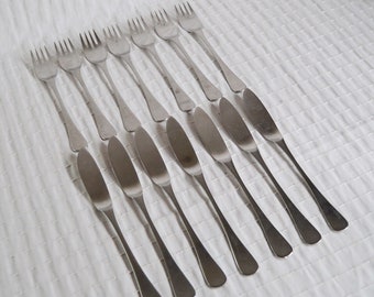Vintage Fratelli Calderoni Cutlery, MCM Stainless Steel Knives and Forks x14