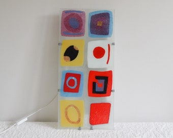 Vintage IKEA Gyllen Glass Wall Light 90s Colourful, Glass Wall Panel, Abstract