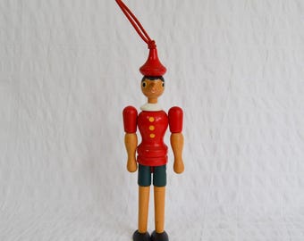 Vintage Wooden Hand Crafted Jointed Pinocchio Toy Christmas Tree Decoration 20cm