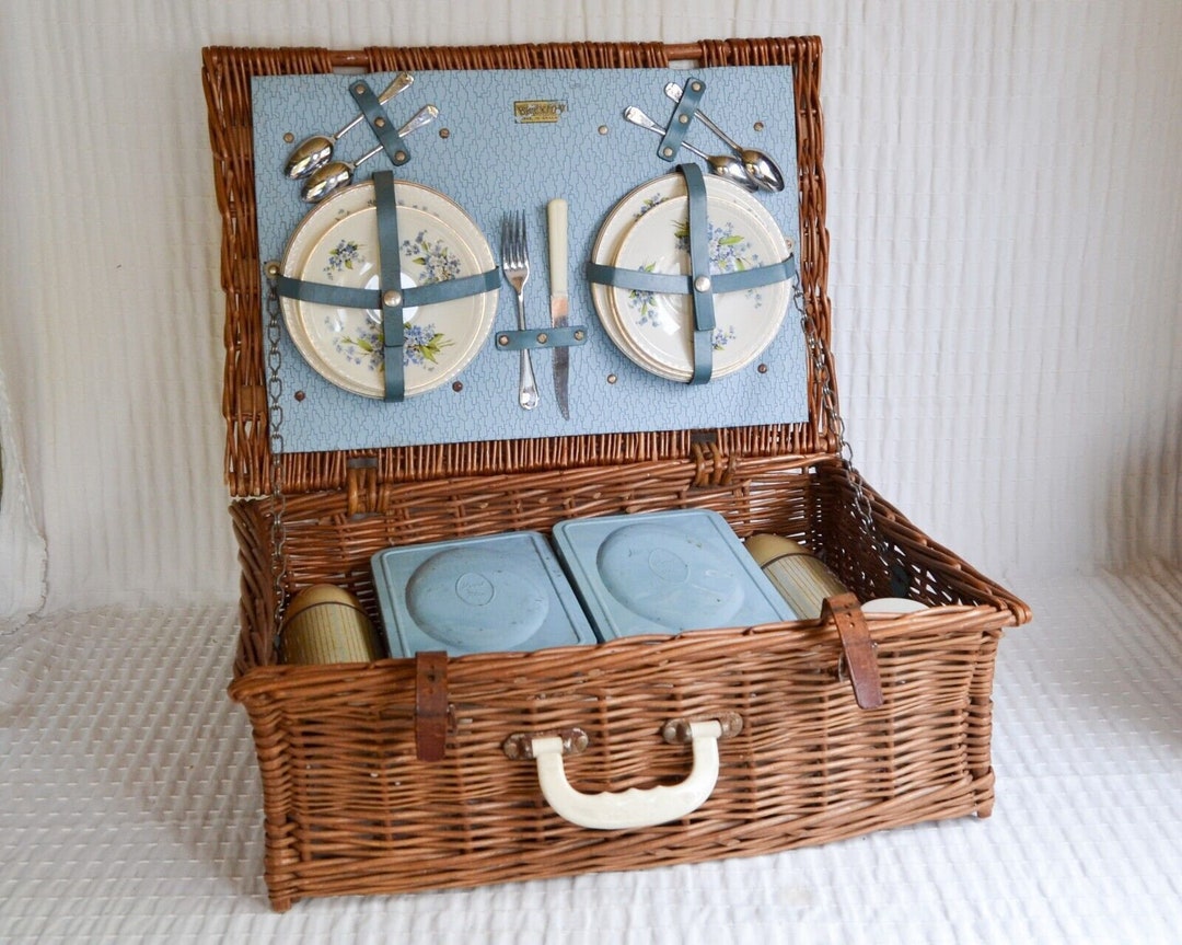 Vintage 1950/60s Brexton Wicker Picnic Basket Original Etsy