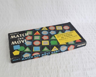 Vintage Match and Move Board Game Spears 1970's Colourful Family Board Game