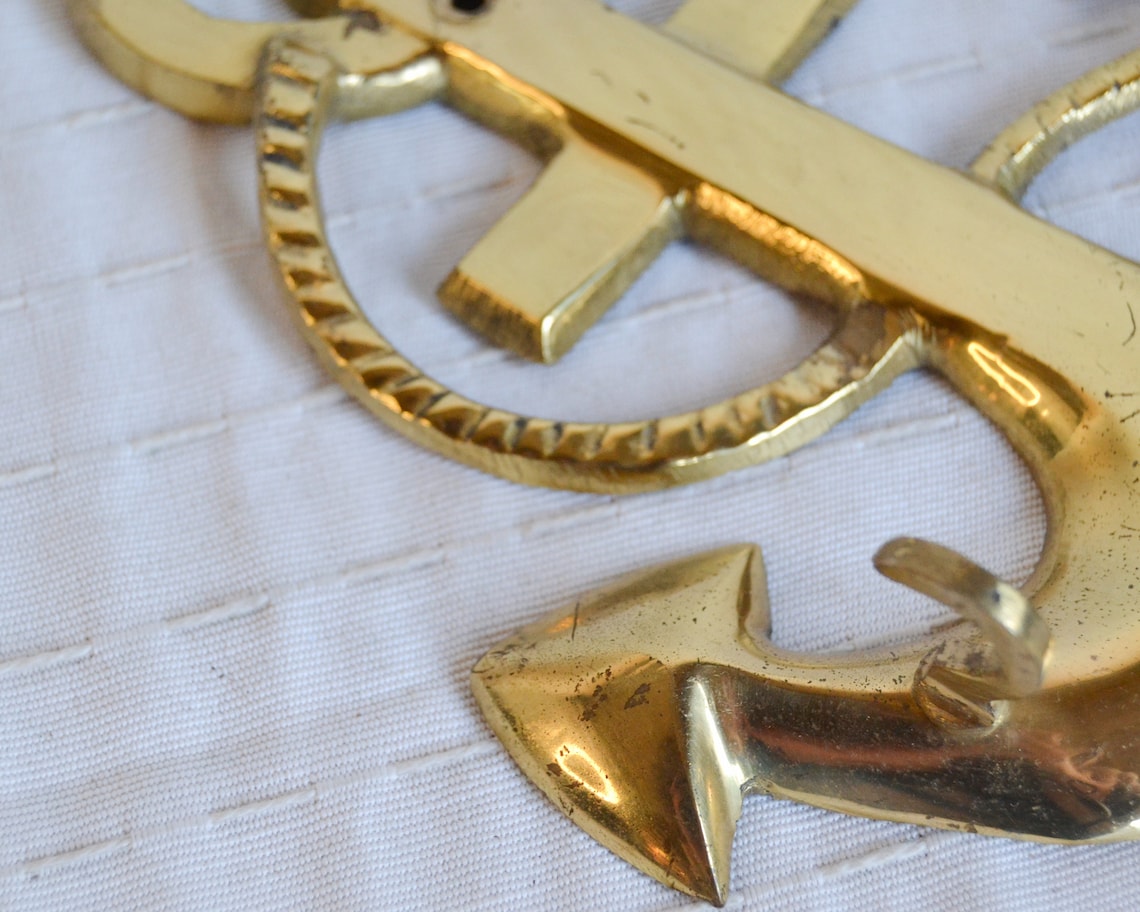 Vintage Brass Key Hooks Anchor Wall Hooks Etsy
