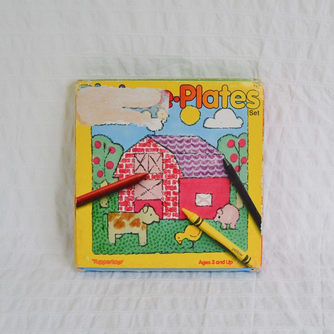 Vintage 1990 Tupperware Picture Plates 6 Bright Colour Rubbing Plates ...