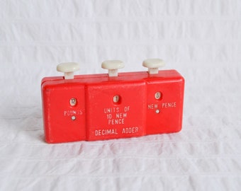 Vintage Decimal Adder Red Plastic Made In Hong Kong